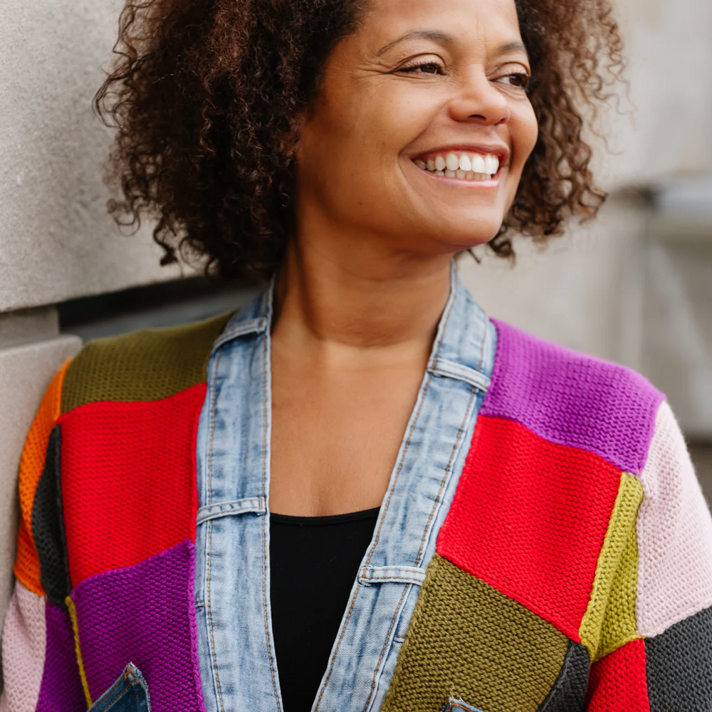 
                  
                    Patchwork Denim Cardigan
                  
                