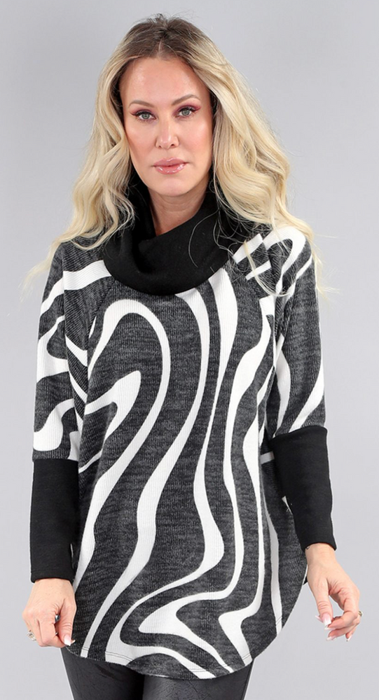 
                  
                    Long Sleeve Swirls Cowl Neck Poncho
                  
                