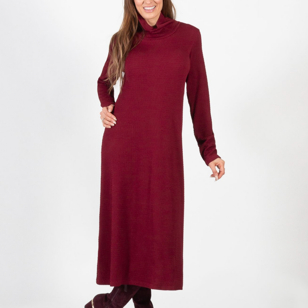 Merlot Long Cowl Neck Dress