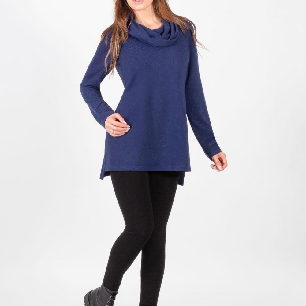 Classic Blue Cowl Neck Tunic