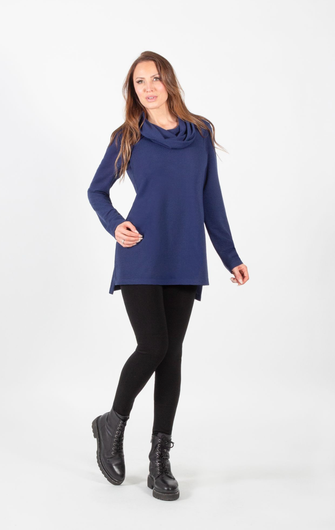 Classic Blue Cowl Neck Tunic