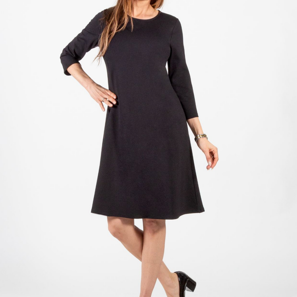 Black Knee Length Scoop Neck Dress