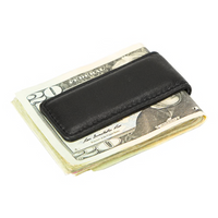 Black Genuine Leather Magnetic Money Clip