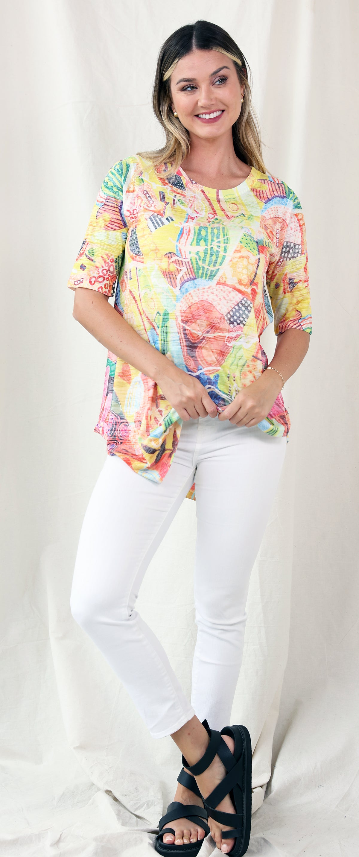 Load image into Gallery viewer, Tangy Short Sleeve Asymmetric Burnout Top

