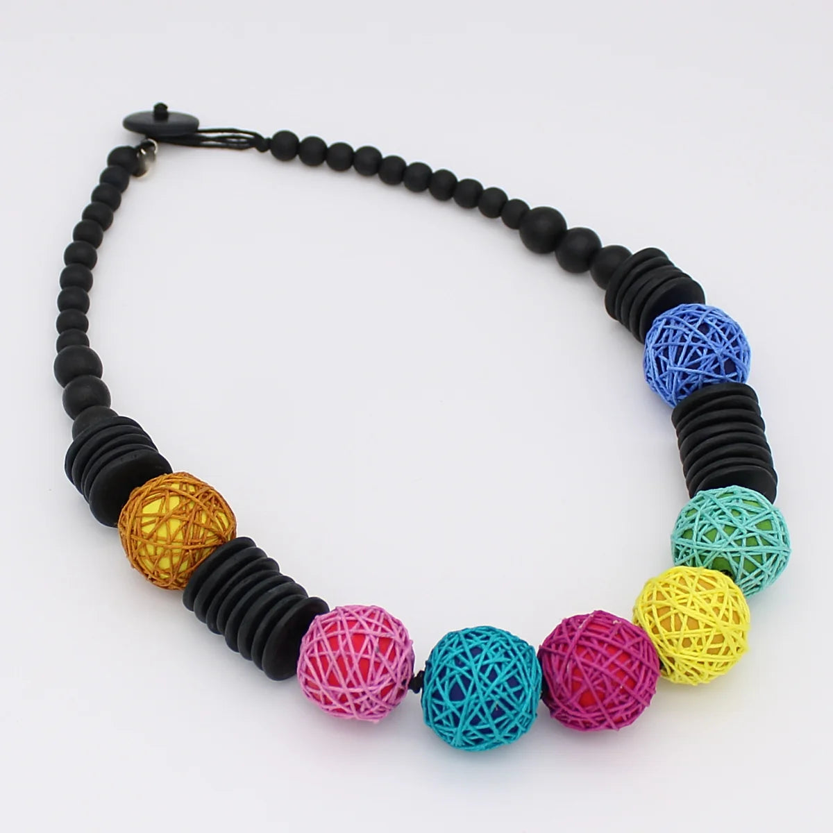 Multi Color Wrapped Wood Necklace