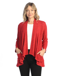 Red Brushed Hacci Draped Cardigan