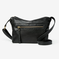 Black Genuine Leather RFID Small Cross Body Bag