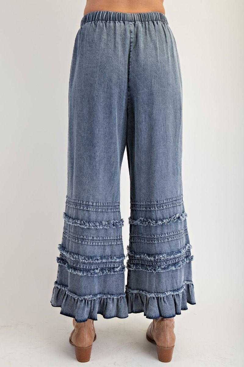 Frayed Washed Chambray Pants – Twist Boutique