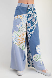 Flower Patch Print Mixed Up Mineral Wash Pants