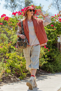 Burnt Orange Cap Sleeve Quilted Lined Vest