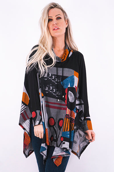 Load image into Gallery viewer, Multi Pattern Long Sleeve Poncho
