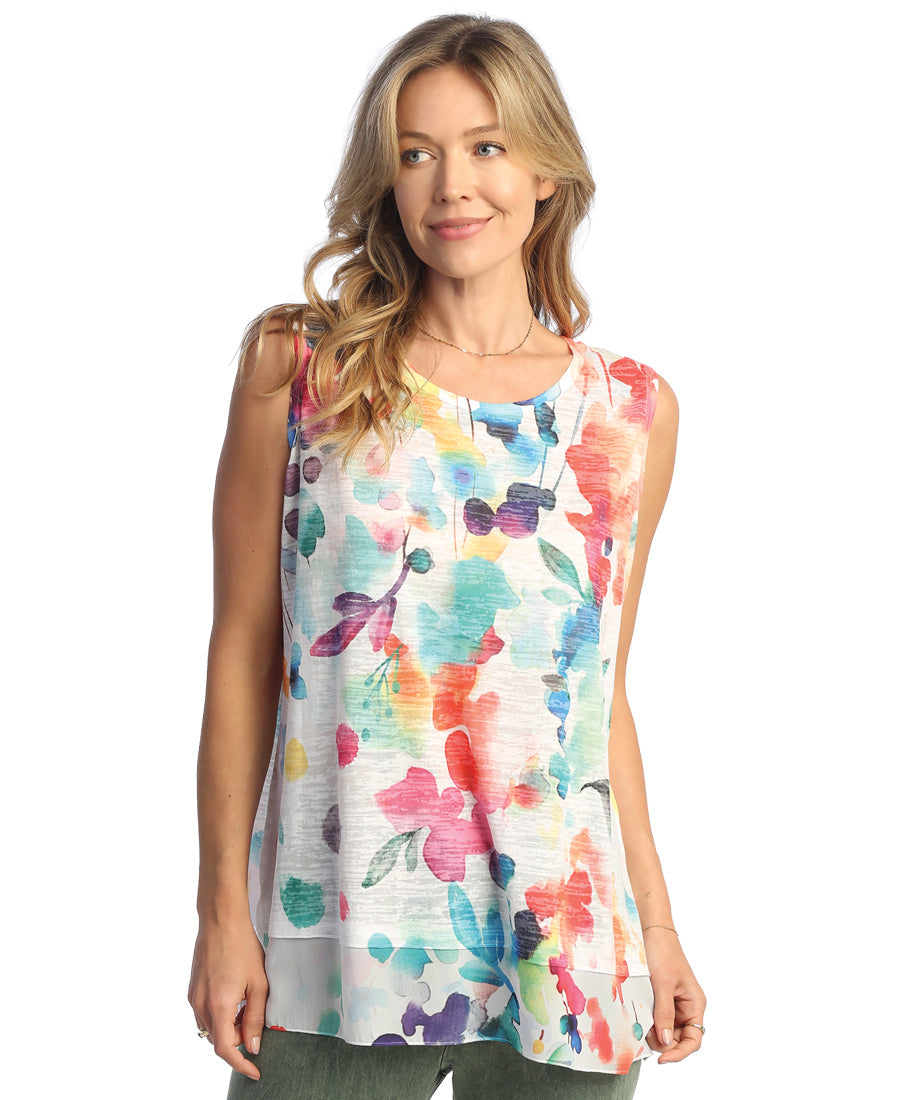 Load image into Gallery viewer, Felicity Burnout Sleeveless Top with Chiffon Contrast

