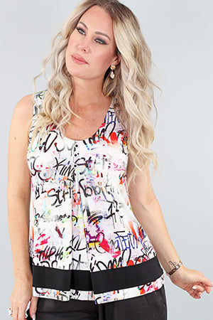 Graffiti Print Modal Sleeveless Tank