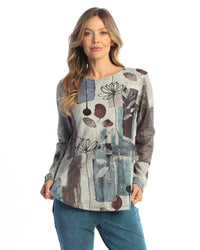 Sapphire Pattern Hacci Long Sleeve Top