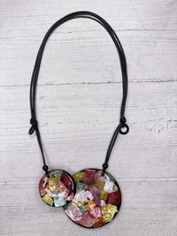 Multi Color Double Circle Pendant Necklace