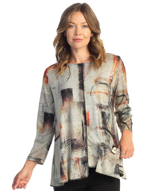 Kona French Brushed Knit Tunic Top With Patch Pocket