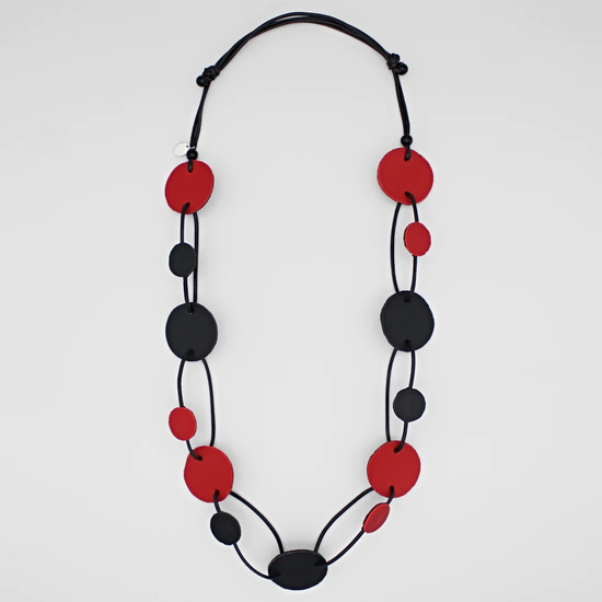 Red and Black Leather Necklace