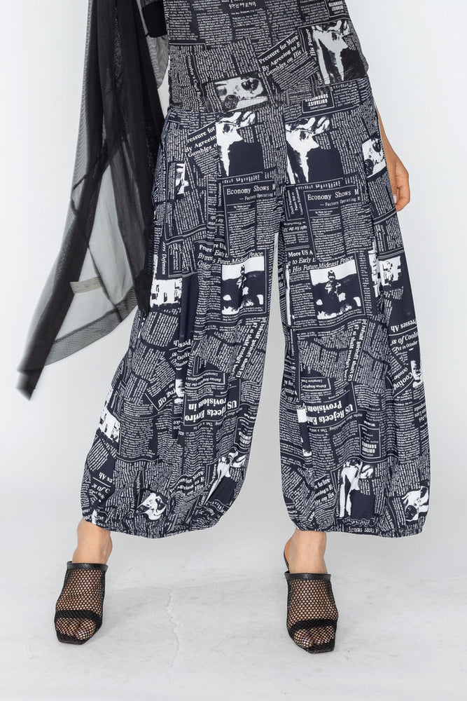 Newspaper Print Baggy Pant