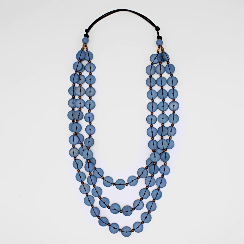 Denim Blue Jackie Triple Strand Necklace