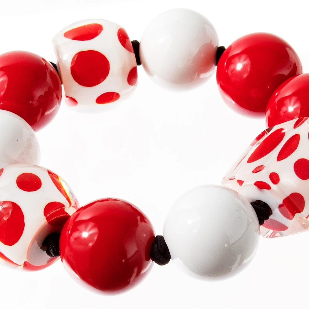 Red and White Stretch Bracelet