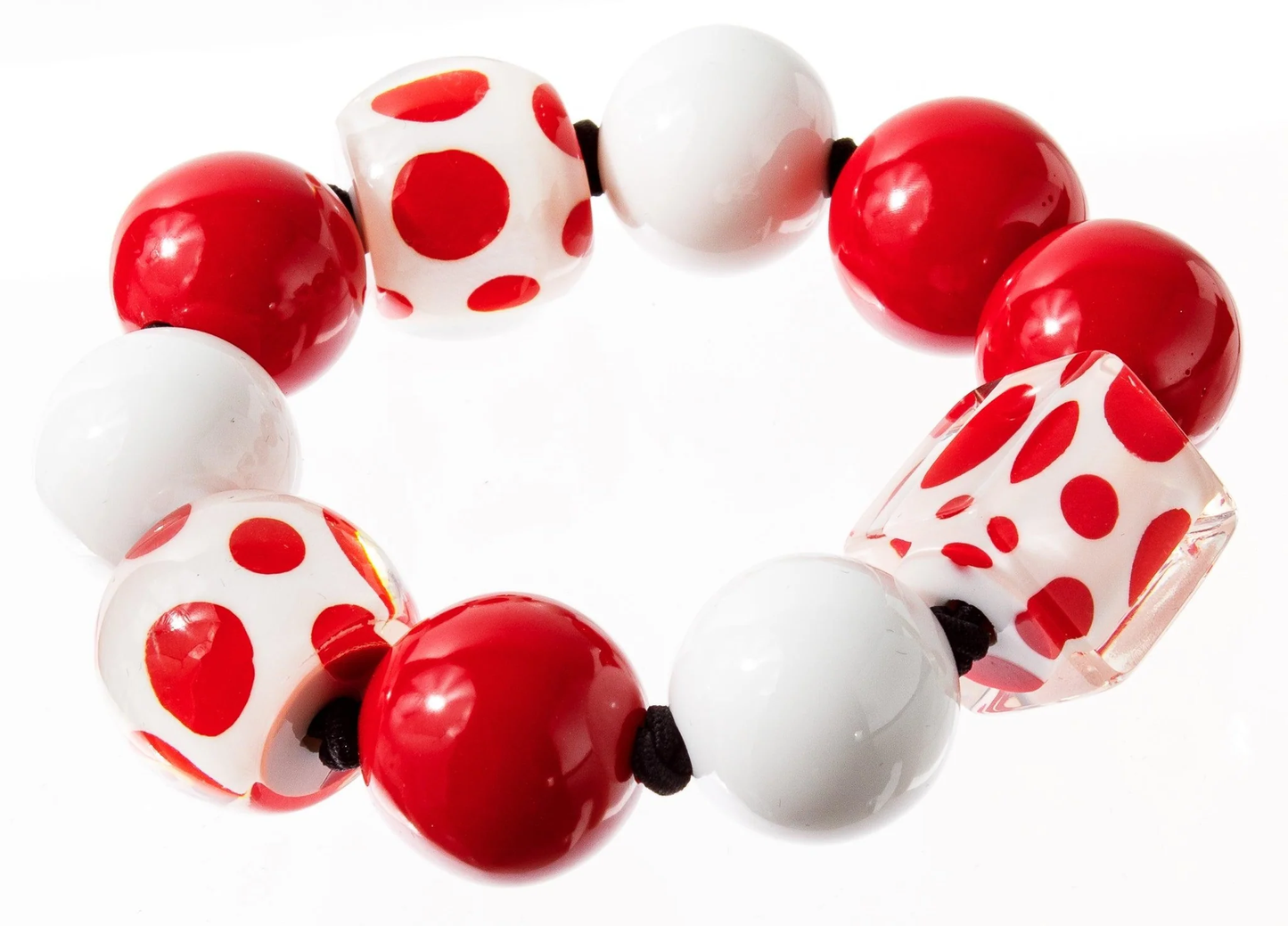 Red and White Stretch Bracelet