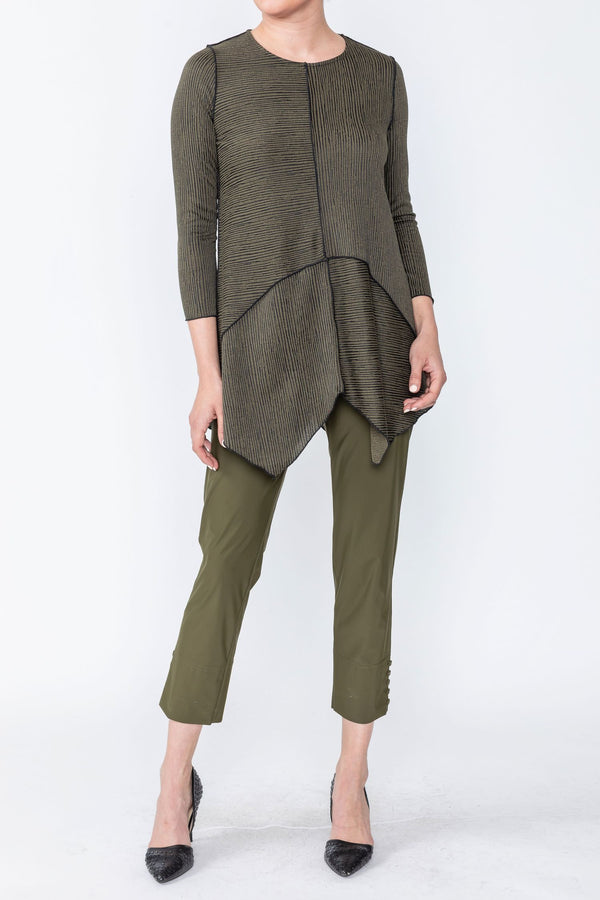 Load image into Gallery viewer, 3/4 Sleeve Pinstripe Olive Tunic
