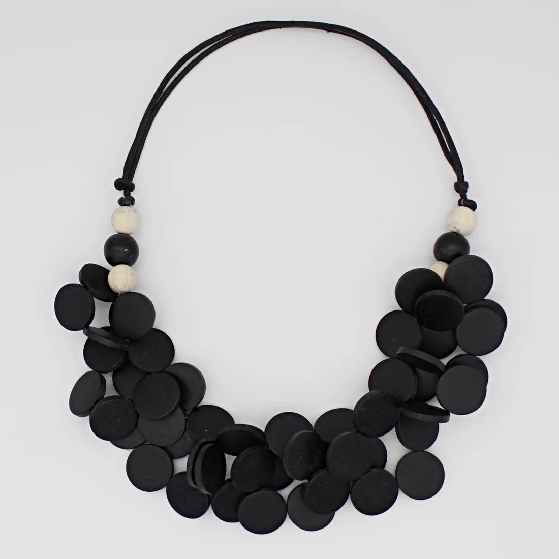 Black Cluster Wood Necklace