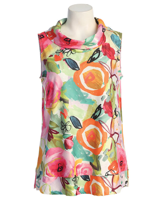 Sangria Quill Textured Sleeveless Top with Cowl Neck