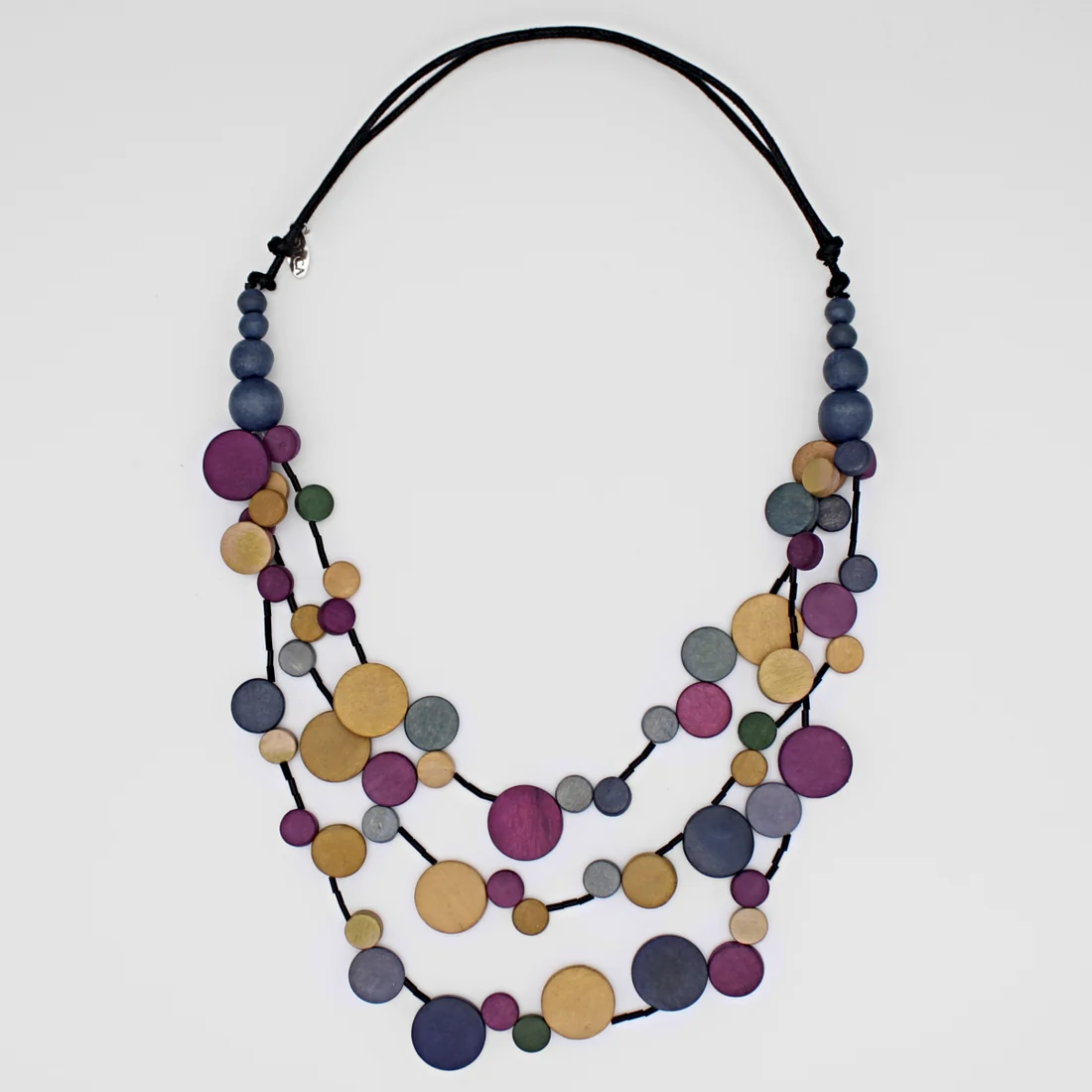 Purple and Mustard Triple Strand Milo Necklace