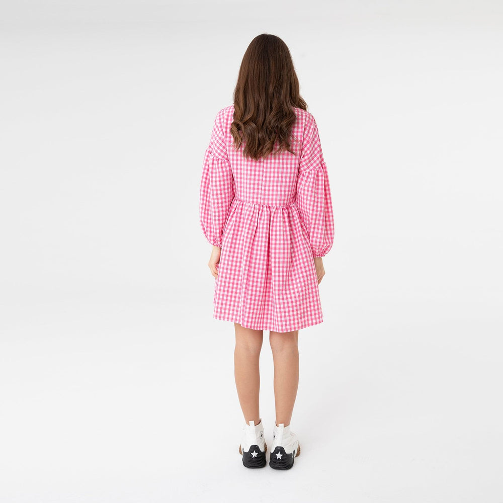 
                  
                    Pink Checkered Poplin Sleeve Dress
                  
                