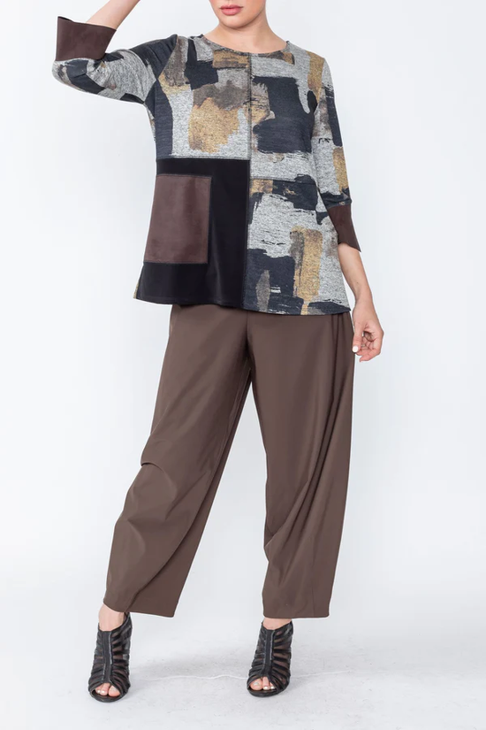Load image into Gallery viewer, Neutral Patch Top with Suede Detail
