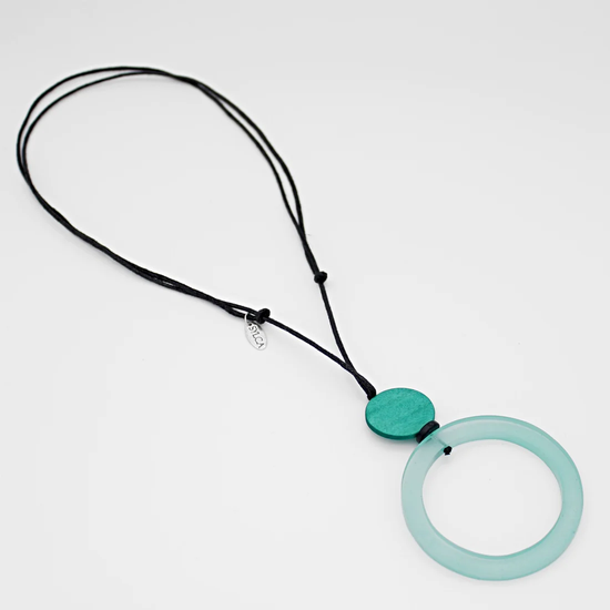 Aqua Circular Pendant Necklace