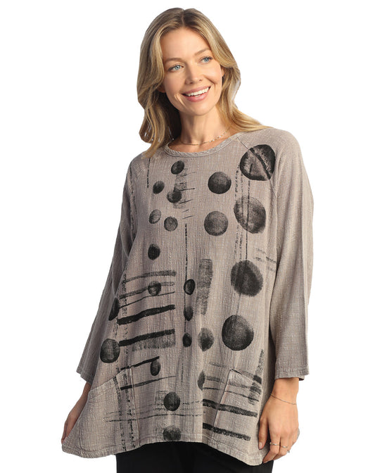 Veronica Mineral Washed Gauze Tunic Top With Patch Pockets
