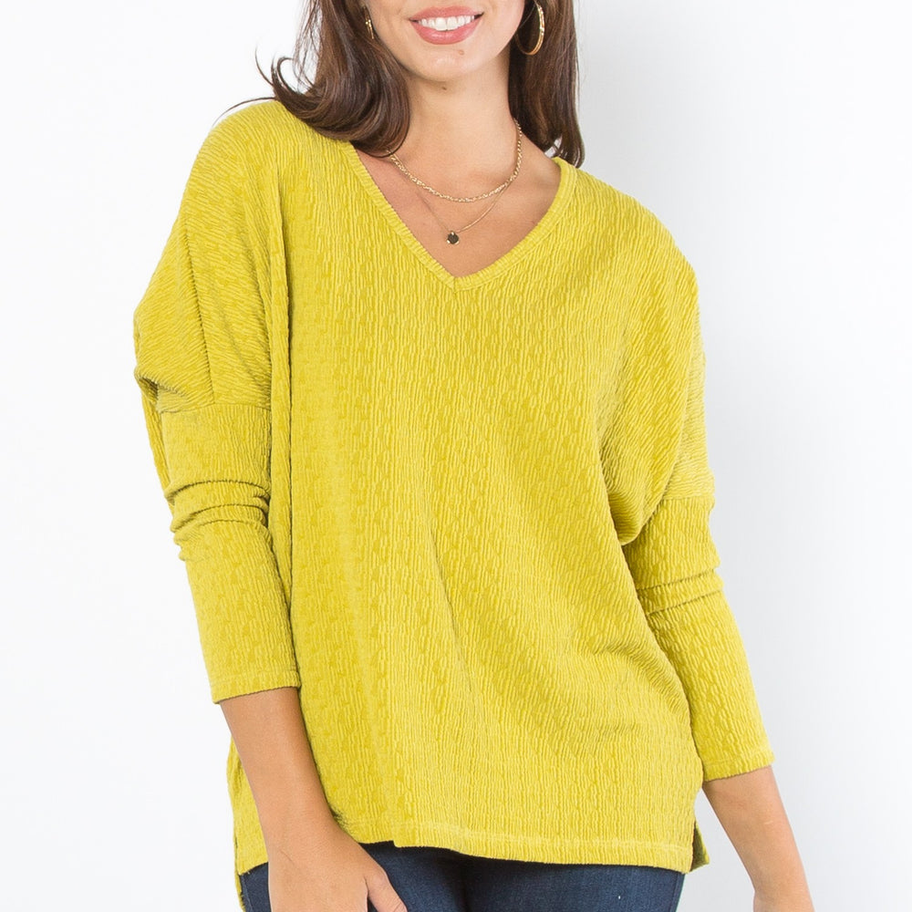 Chartreuse Yellow Keyhole Sweater