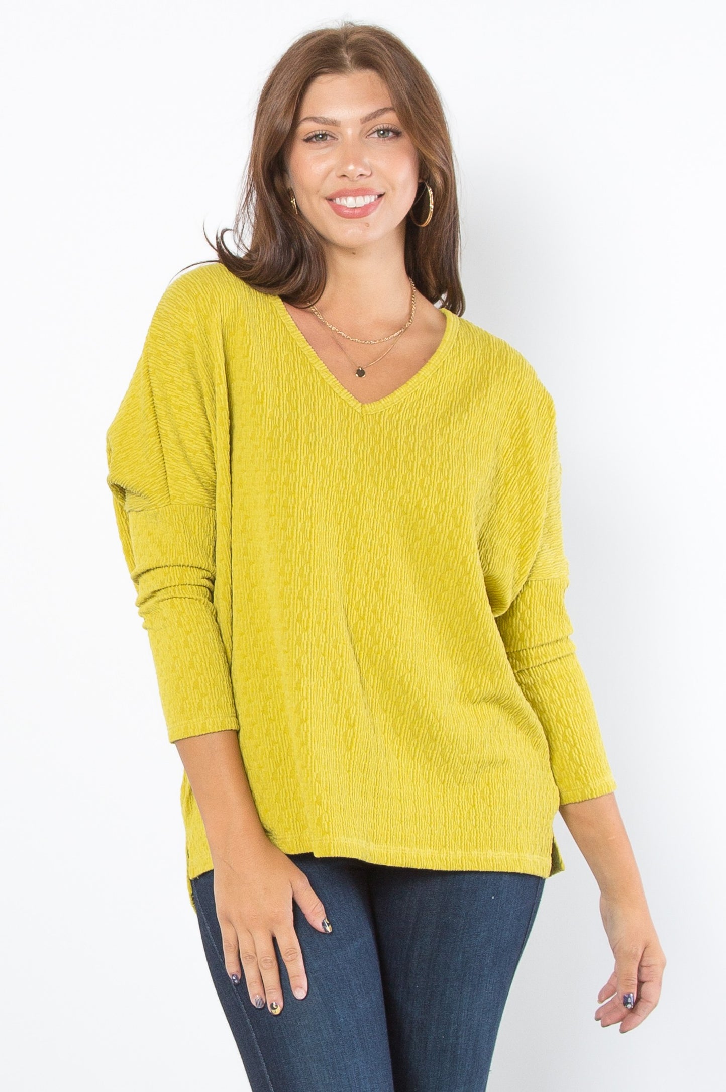 Chartreuse Yellow Keyhole Sweater