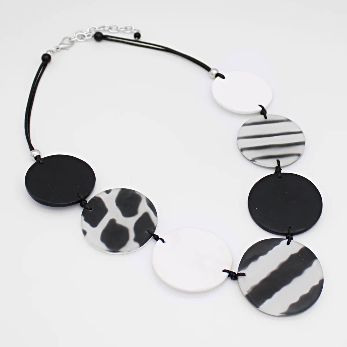 Black and White Disk Necklace