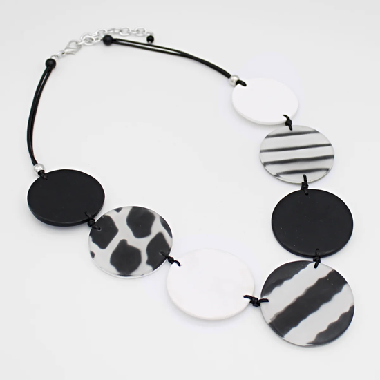 Black and White Disk Necklace