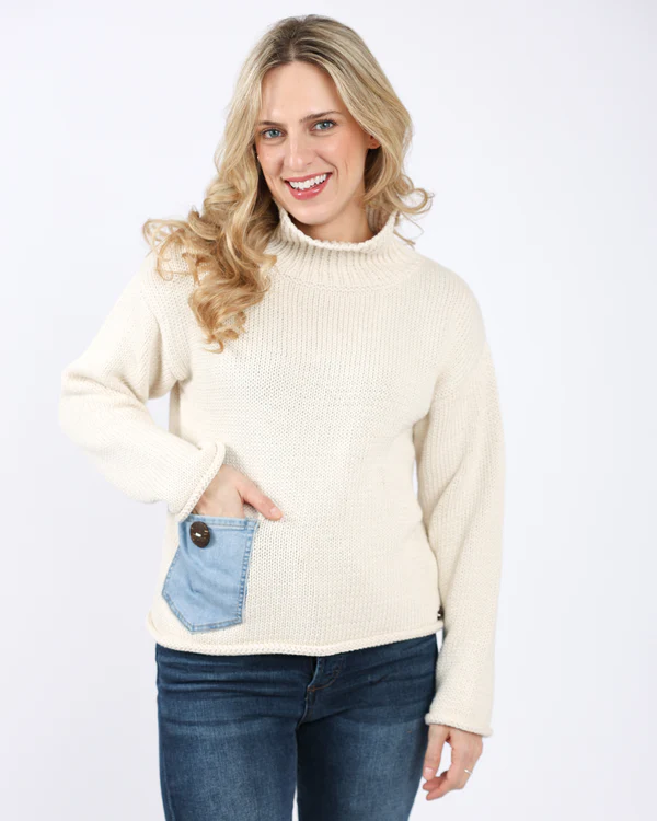 
                  
                    Cream Denim Sweater - One Size
                  
                