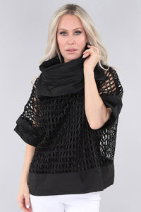 Black Netted Short Sleeve Top