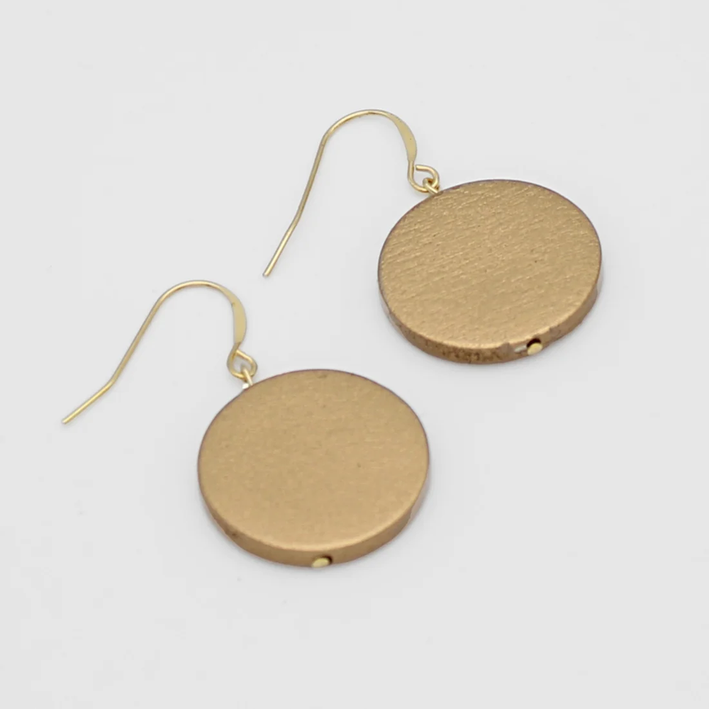 Gold Wooden Dot Earrings