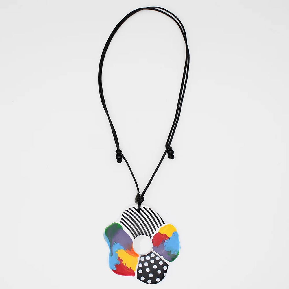 Multi Color Flower Pendant Necklace