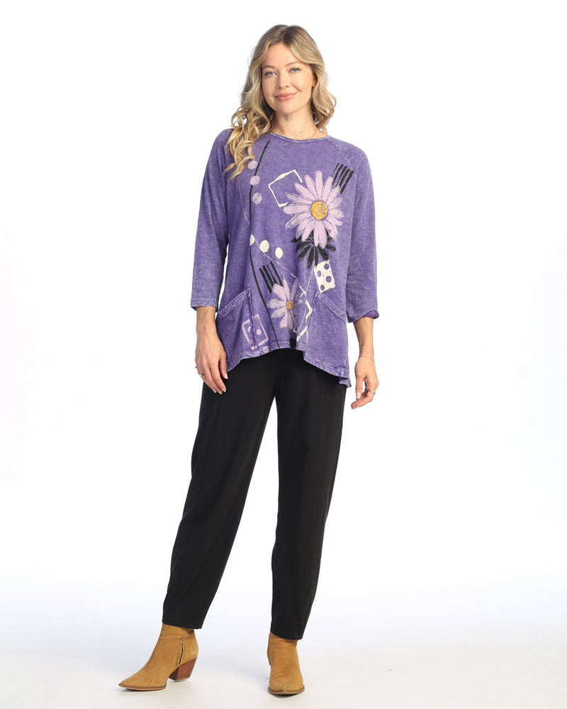 Purple Love Letter Mineral Wash Tunic with Pockets