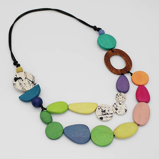 Multi Color Wood Necklace