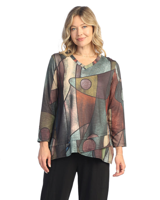 Tom Tom V Neck Tunic with Tulip Hem