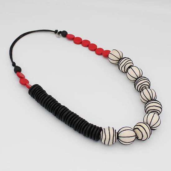 Red Wrapped Beaded Necklace