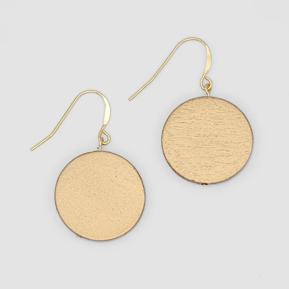 Gold Wooden Dot Earrings