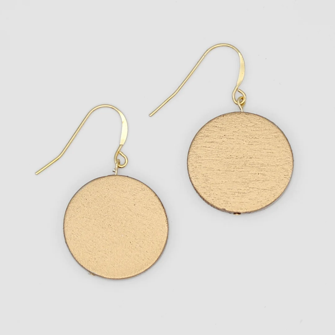 Gold Wooden Dot Earrings