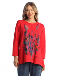 Jet Red Big Apple 100% Cotton Fleece Top