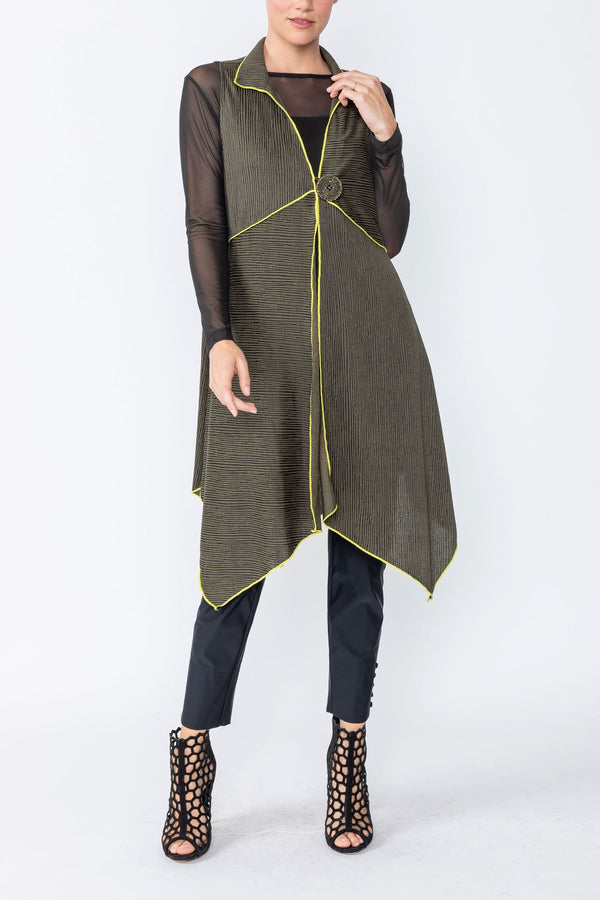 Olive Pinstripe Sleeveless Vest