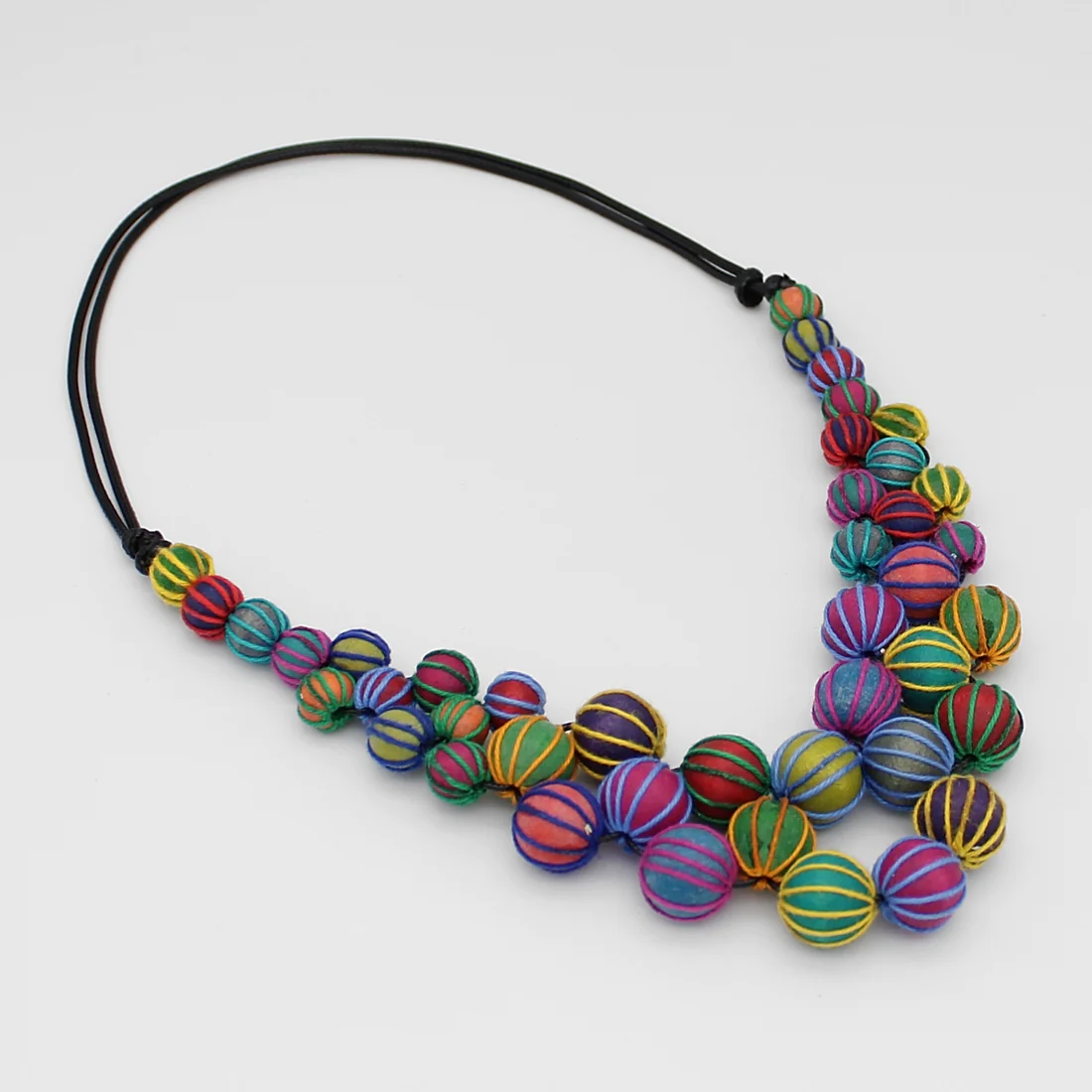 Multicolor Beaded Rope Statement Necklace SKU 23421 - Vita Boutique
